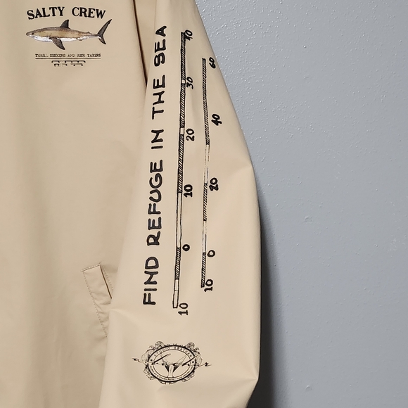 SALTY CREW Bruce Snap Jacket Mens Medium Cream Fishing Surf - Picture 6 of 13
